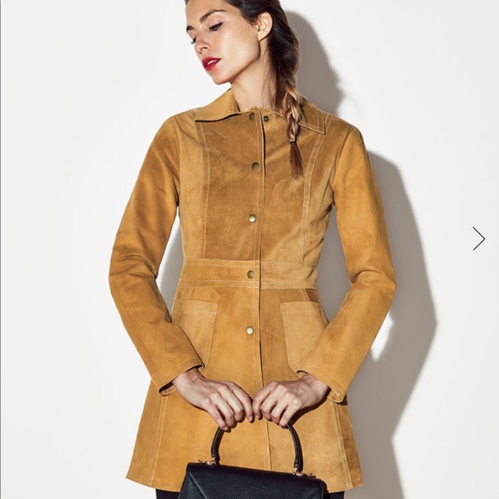🚫SOLD🚫 REFORMATION Dayle Leather Suede Coat Tan